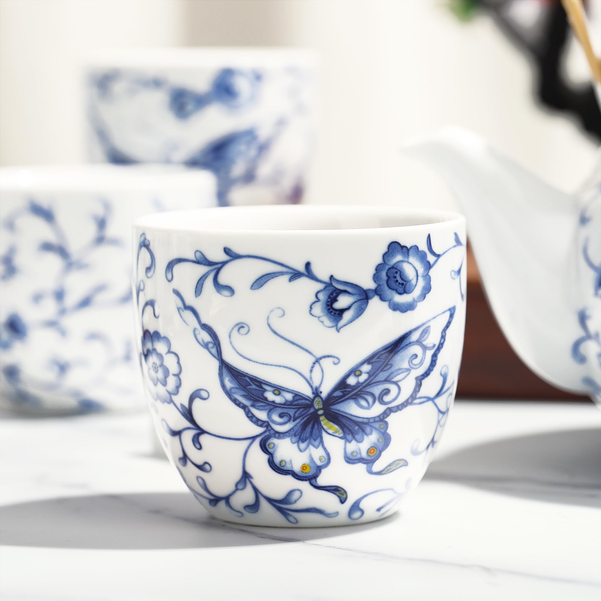 Amazon.com | fanquare Chinese Blue and White Porcelain Tea Set